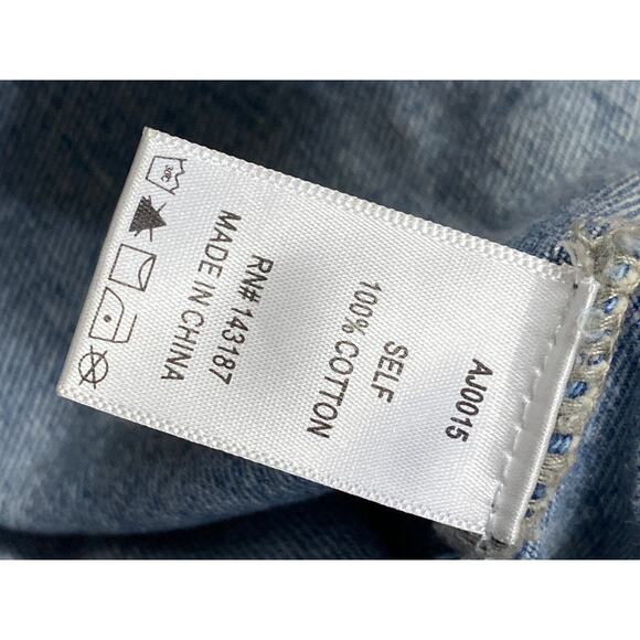 Dance & Marvel Blue Black Hoodie Hooded Distressed Crop Denim Jean Jacket Size S - Picture 4 of 4